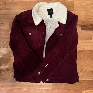 Fuzzy Maroon Jacket, Cozy, Size Large